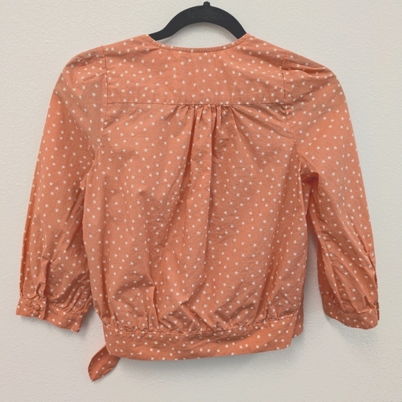 Madewell Peach/Coral Cotton Wrap Top Star Design sz XXS Preppy 4th Of July - Picture 11 of 13